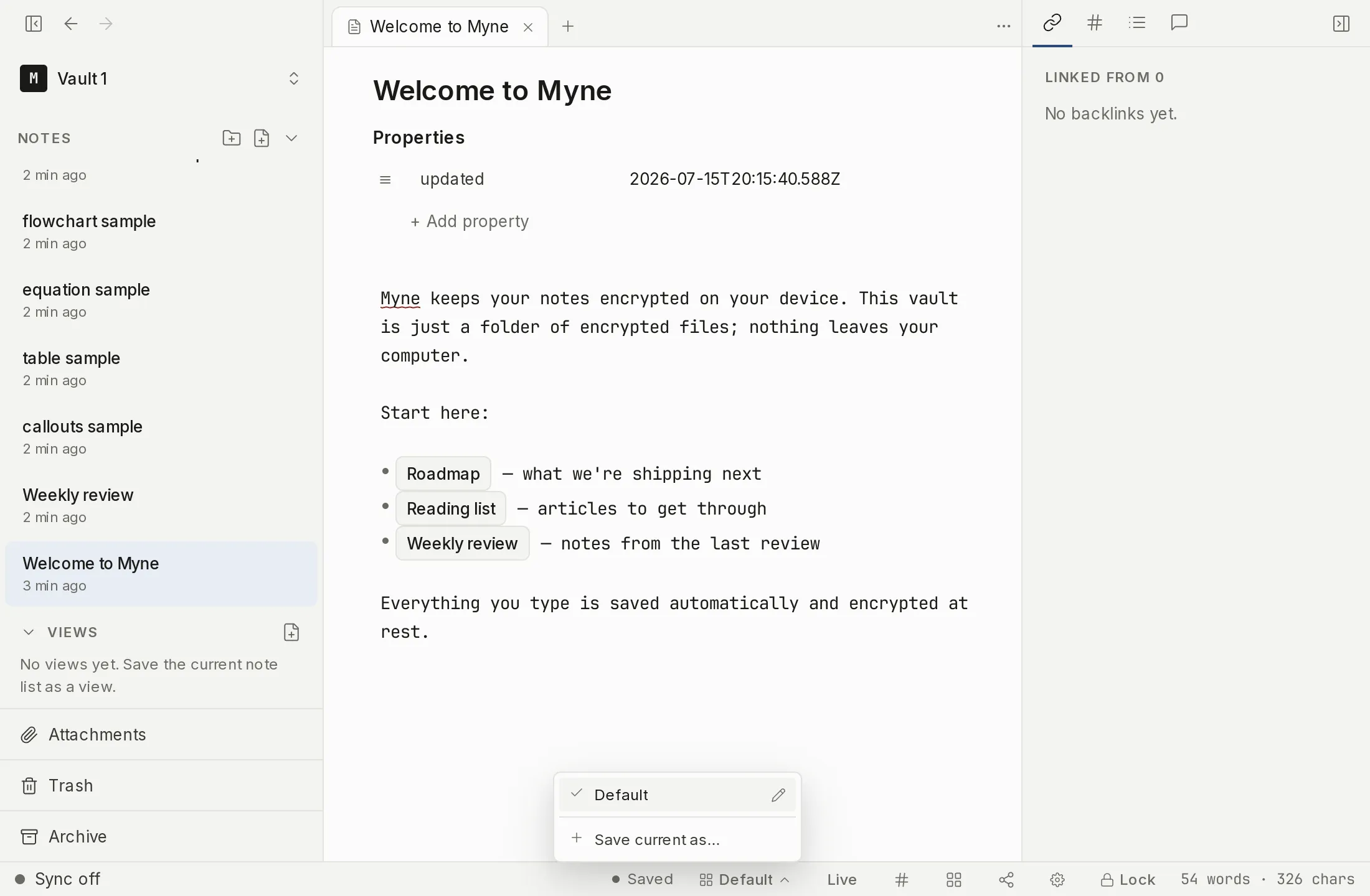 The named-workspaces switcher menu open, listing the saved workspace layouts.