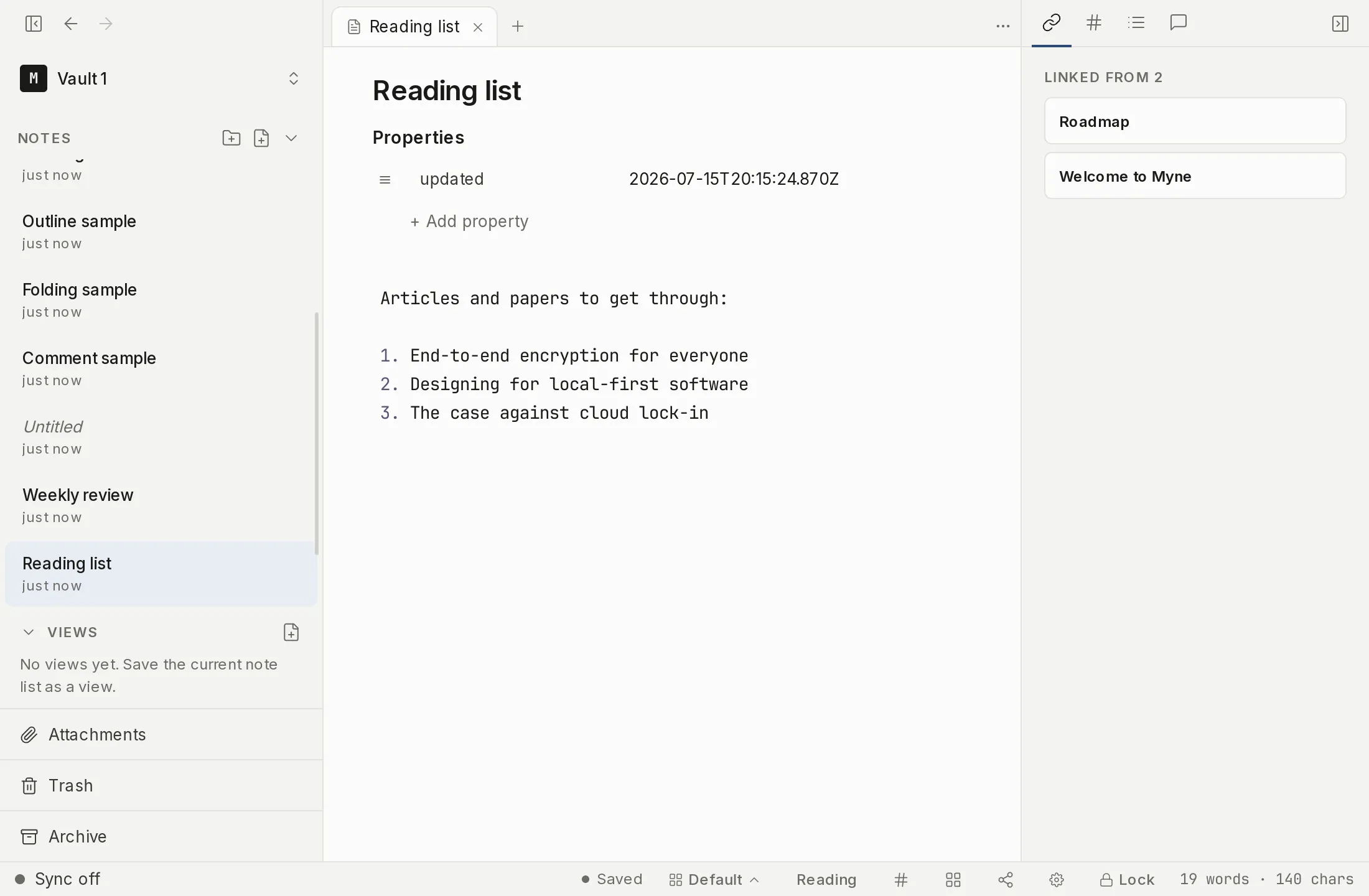 A note shown in reading mode, where Markdown is rendered for reading rather than editing.
