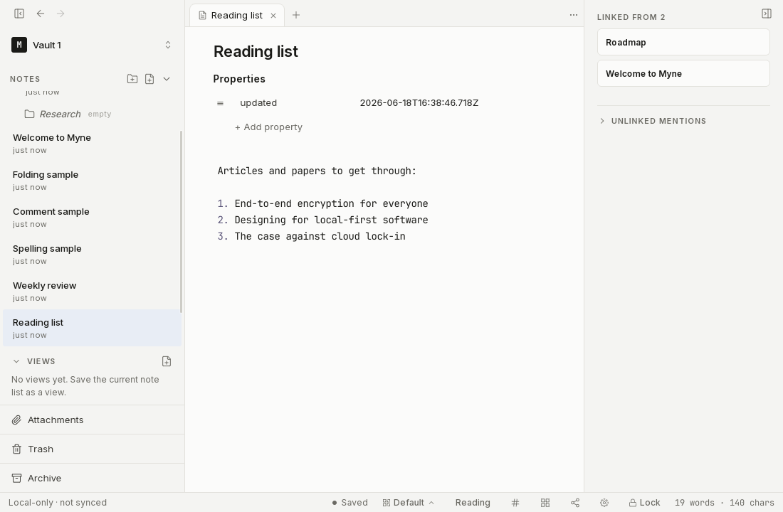 A note shown in reading mode, where Markdown is rendered for reading rather than editing.